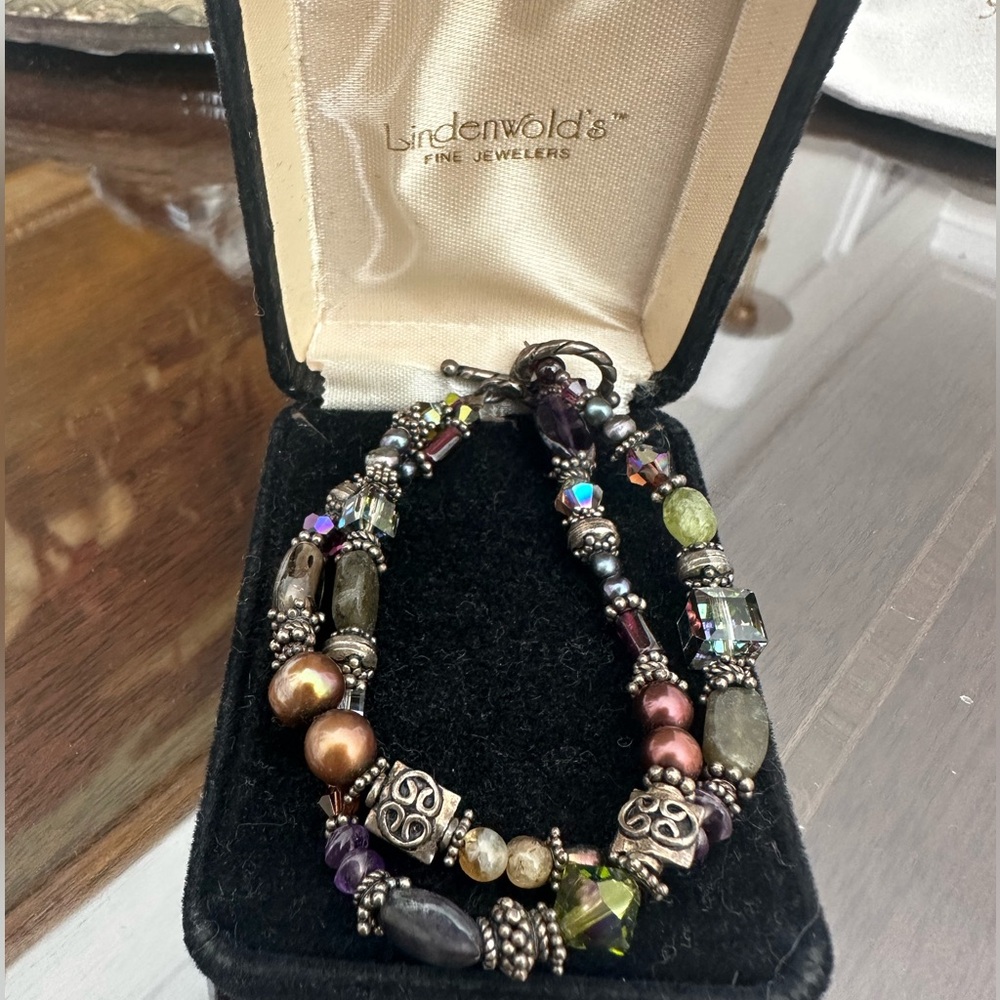 Sterling Silver & Stone Bracelet